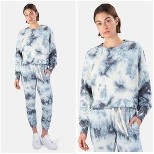 NSF Clothing Revolve Sonia Crew Neck Storm Tie Dye Sweater Drop Shoulder NWT